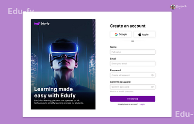 Edu-fy SignUp page design thinking figma product design responsive design ui design uiux ux design