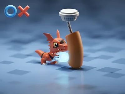 DW3 Strength Training 3d b3d blender digimon digimon world 3 gaming guilmon illustration isometric psone psx