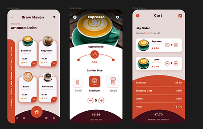 Coffee App Home screen design app design branding figma graphic design logo motion graphics ui