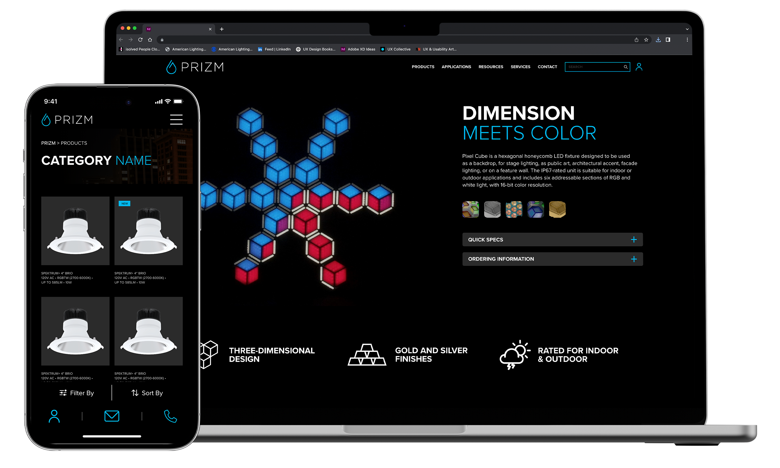 Prizm Lighting Website Redesign adobexd branding desktoplayout ecommerce graphic design mobilelayout type typography ui ux