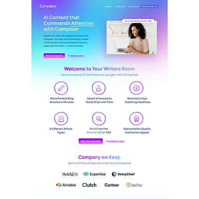 AI SaaS Landing Page ai branding design gradient landing page logo logos modern pills saas ui ux