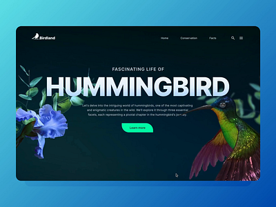 Birdland - 3D Website Design 3d animation bird landing page motion graphics ui ui design uiux
