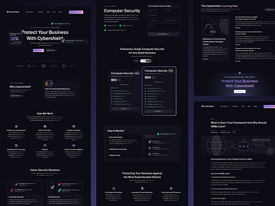 Cybershield – New Website Design compliance cyber cybersecurity dark dark theme dashboard data doos hacking information security it privacy risk management safety security ui ux uxui webdesign website