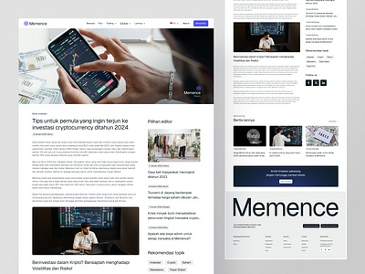 Memence - Investment Website clean crypto detail page finance finance news investment landing page news news detail news page news web ui uiux website