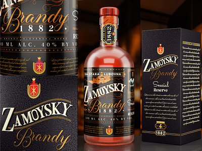 Brandy Label & Packaging Design with 3D Visualization 3d modeling 3d visuzalization adobe illustrator blender 3d brandy brandy label brandy packaging cycles render graphic design label package design label design package design professional design