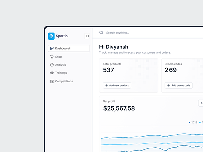 Sports Dashboard cards charts dashboard design graphs metrics overview product design saas sidebar ui ux