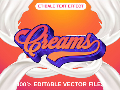 Creams 3d editable text style Template 3d text effect dessert graphic design illustration milky background snack sweet tasty vector text mockup