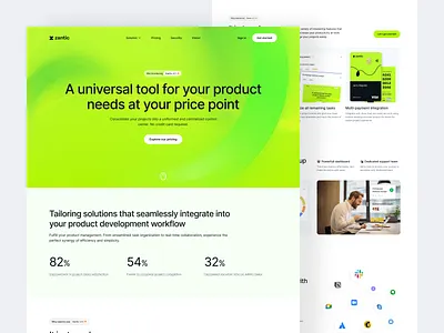 Zantic - Product Management Web Design bento clean collaboration creative design faq flow home page integration landing page management minimalist product productivity task team timeline web web design workflow