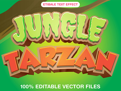 Jungle Tarzan 3d editable text style Template 3d text effect dark wood graphic design illustration jungle tarzan leaf vector text mockup