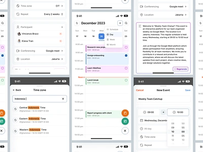 Full Screens - Smart Calendar AI Integrated Mobile App 📆 ai calendar ai generate ai integrate alarm app design artificial intelligence calendar app event event app mobile app notes reminder smart app smart calendar to do list todo ui design uiux uiux design ux design