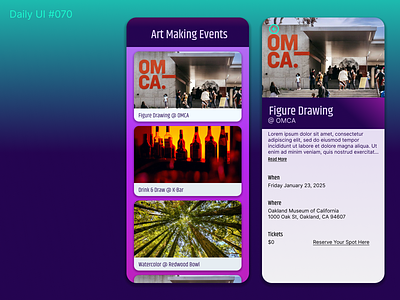 Daily UI #070: Event Listing art art making daily ui design event event listing event posting figma graphic design ui ui design