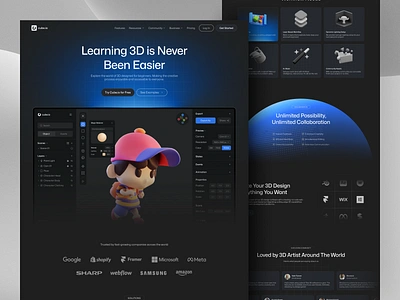 Cube.io 3D Web Based Editor Landing Page 3d 3d web based editor ui landing page landing page design motion grapichs odama odama studio saas web saas website site ui ui design user interface web web design web page website