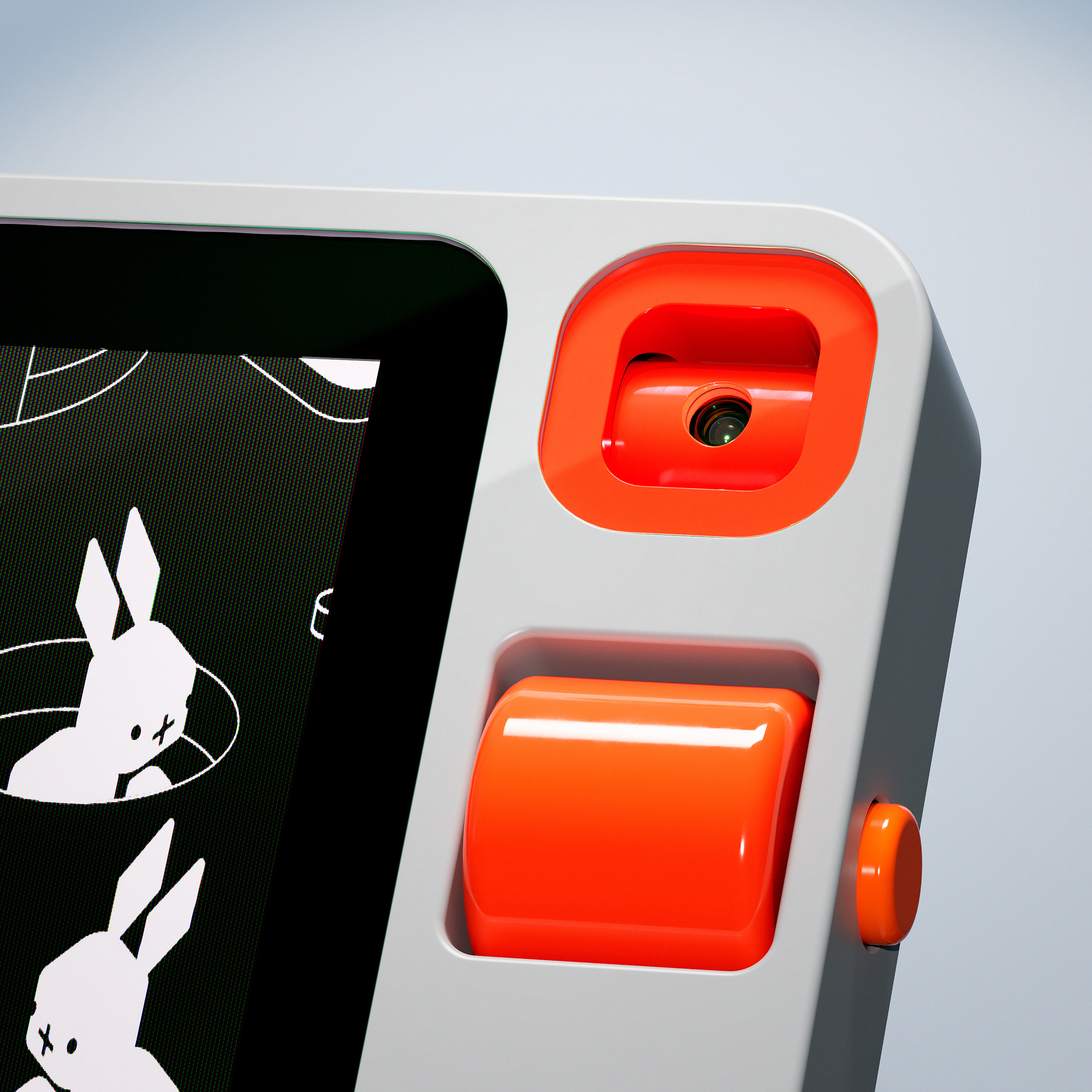 White version of Rabbit R1 3d ai c4d graphic design illustration logo rabbit render