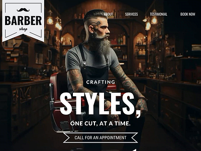 Barber shop easy to edit Canva website template animated banner barber shop canva template canva website graphic design hait cut landing page men salon shop motion graphics salon shop simple landing page site template website template