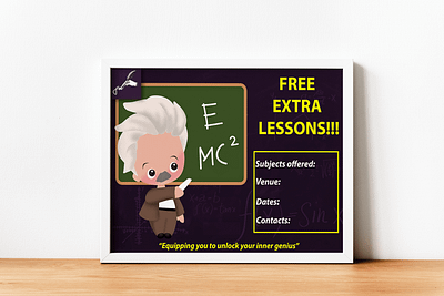 Einstein calculus cartoon einstein extra lessons graphic design math poster science teach template tutor