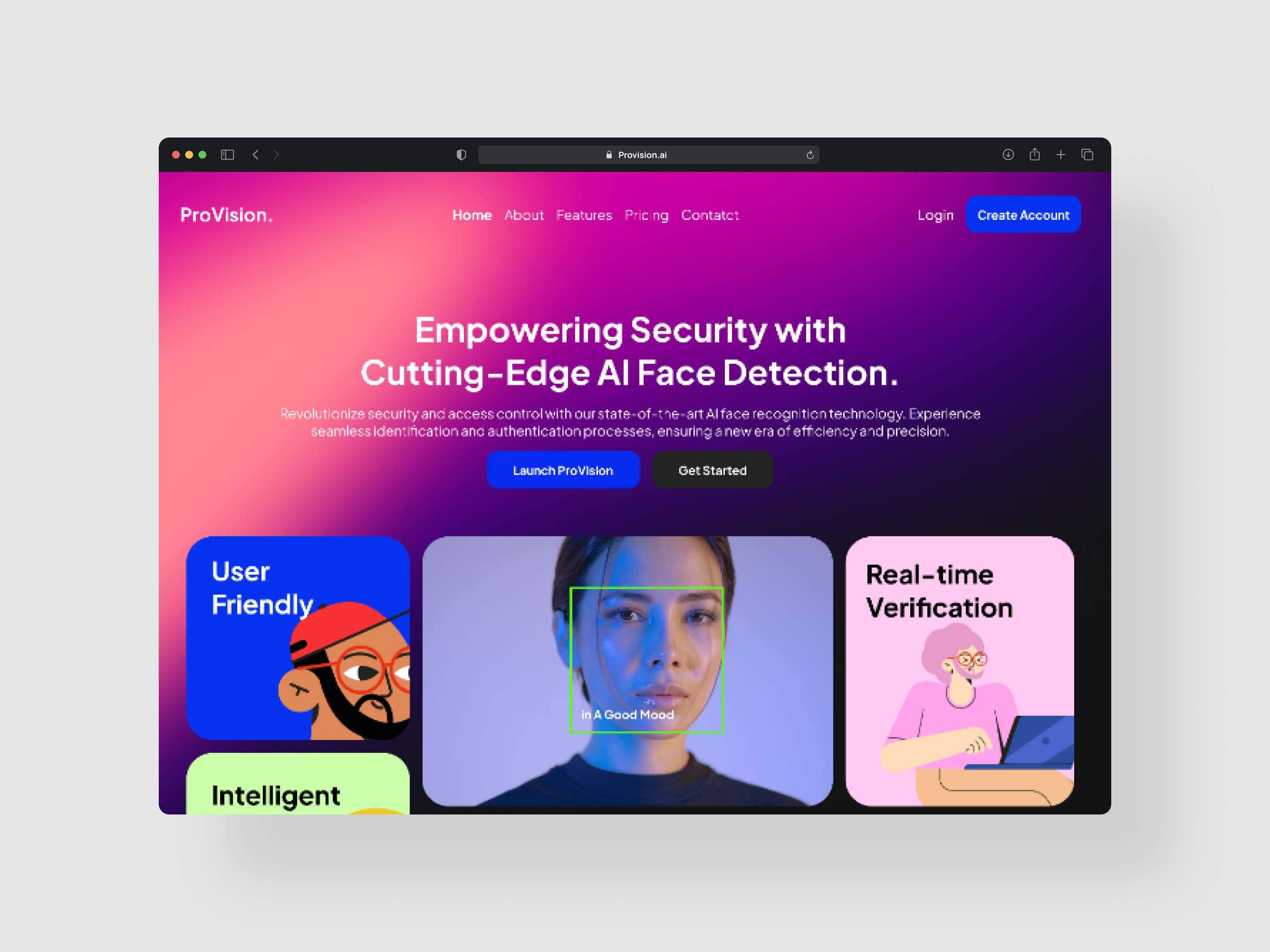Provision ai facerecognition landingpage