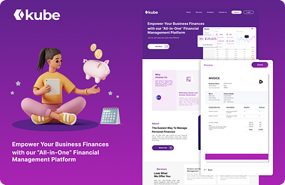 Kube: Finance management for small enterprises finance graphic design invoice landing page management money tnc trynocode ui ux