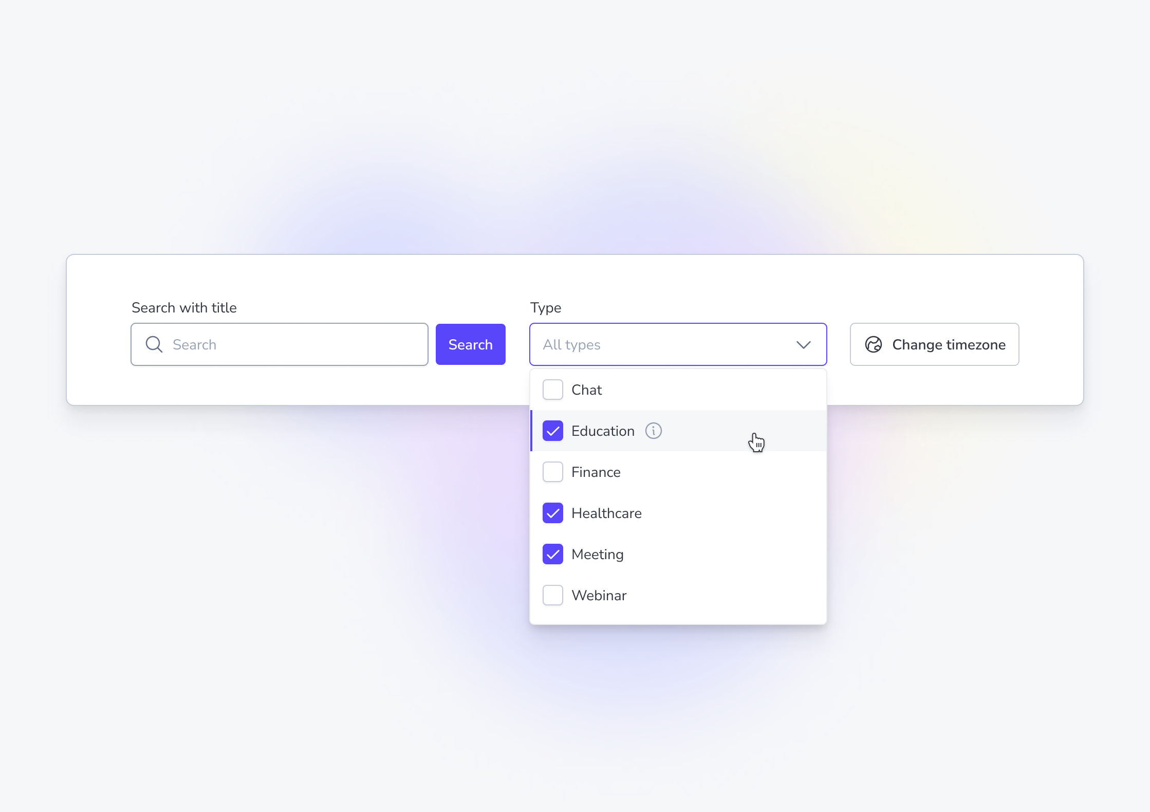 Filters UI Design app bar clean dark dark ui doc dropdown filter input light manage minimal moal modern overlay search select ui design ux design white