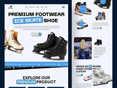 Bladerun - Skate shoe website design ecommerce ice skating shoe landing page landing page design landingpage mdsahin modern online store pixelean product design shoe shoe website design skate shoe online store ui uiux web design website website design