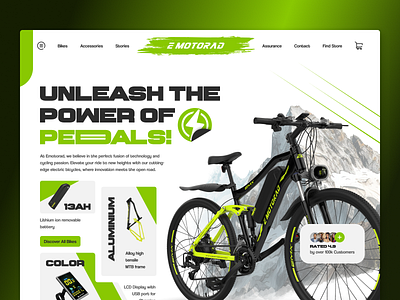 EMotorad Bike Landing Page UI animation branding design graphic design illustration image app logo ui ux vector