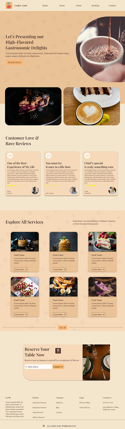 Landing Page Design- Cafee branding cafee landingpage softcolors ui webdesign webui