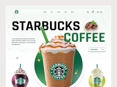 Starbucks Website UI Exploration branding coffee recipes coffee shop landing page design graphic design illustration landing page logo mobileapp recipes starbucks landing page starbucks ui exploration tecorb ui userinterface vector website design