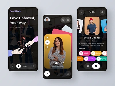 HeartMate - Dating App | Social Media | Engagement | Matching app app design app ui chat date dating dating app dating match dating mobile app design minimal gender love match matching mobile mobile app profile social media ui ux