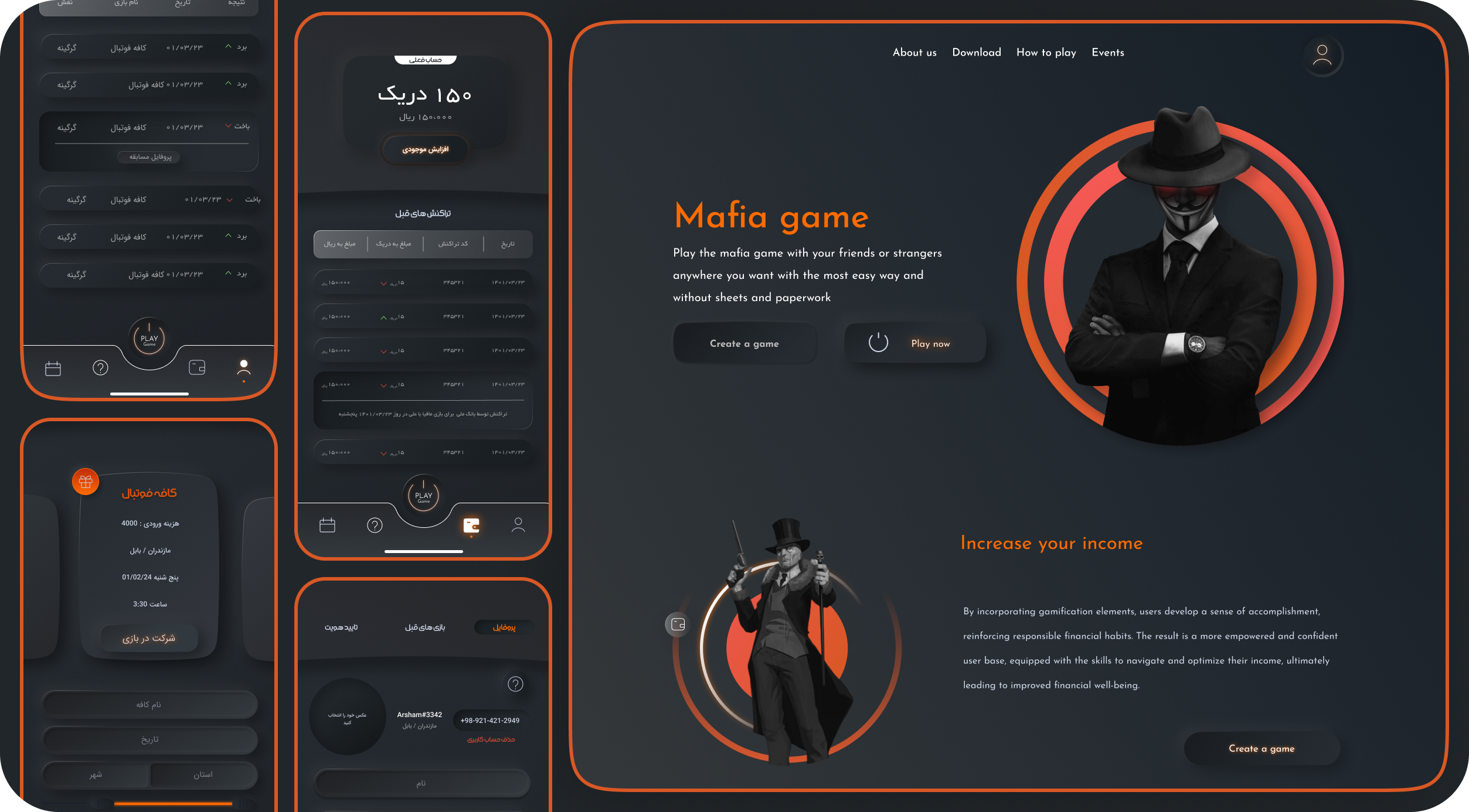Online Mafia Game darkmode design desktop game mobile neumorphism product ui ux