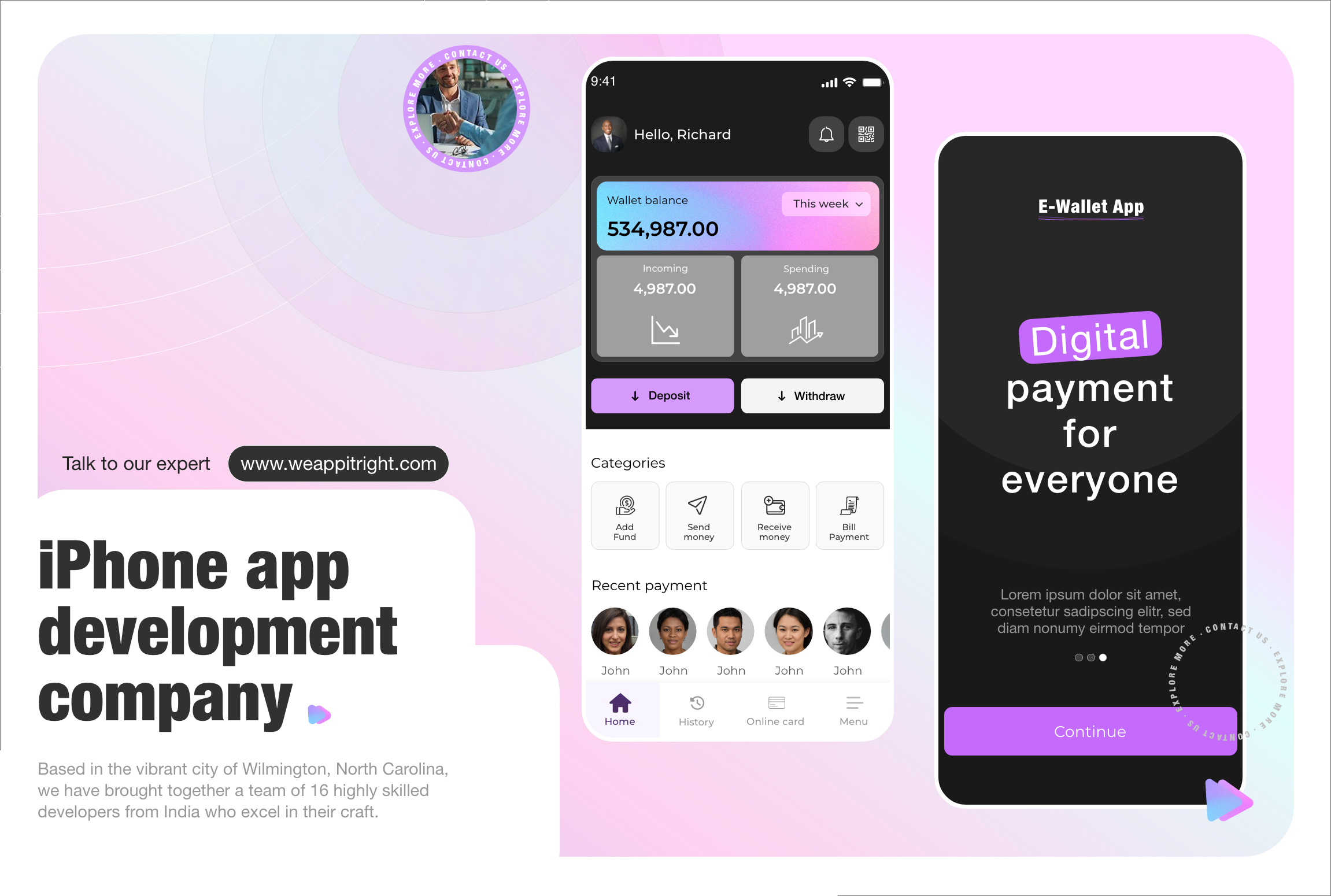 E-wallet App UI Design app app company branding company design e wallet app finance app fintech graphic design logo ui ui design ux ux design website