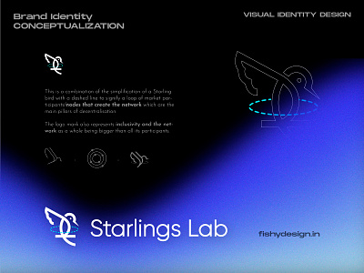 Brand Identity for Starlings Lab bird blockchain brand identity branding decentralisation design logo network technology visual identity website