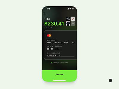 DailyUI #2 Credit Card Checkout app daily dailyui dark flat mobile student