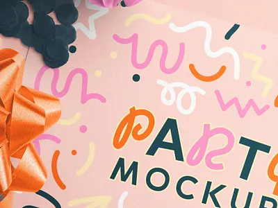 Party Mockup with 7x5in Card template