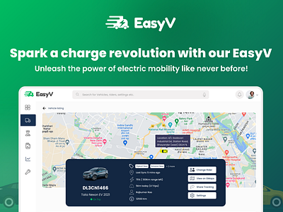 EasyV: Revolutionized for Electric Vehicles branding dashboard design driver panel electric vehicle ev fleet panel tnc trynocode ui user experience user interface ux