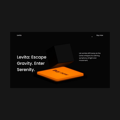 Levita | Basic 3D landing page 3d animation cube landing page ui web design