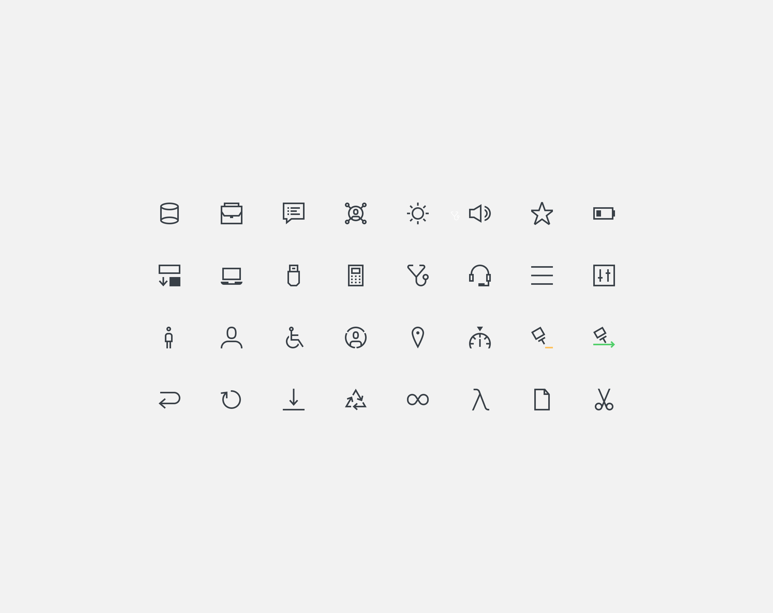 Kuka icon system, icons browser custom icons desktop hardware icon design icon system iconography kuka outline icons robotics software ui ui icons