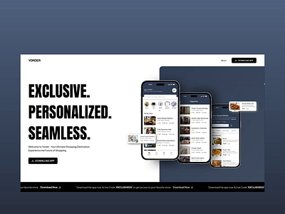Yorder - Landing Page Design animation app app design clean design delivery app design food landing page landing page design mobile mobile design modern design ui ui design web design website