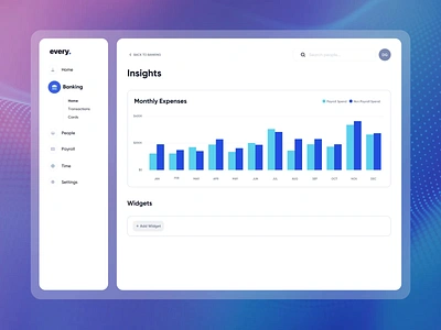 Every | Bookkeeping app – Expense Insight ai animation banking bookkeeping data visuallization design graphs interactive labs interation payment product design saas treasury management ui website