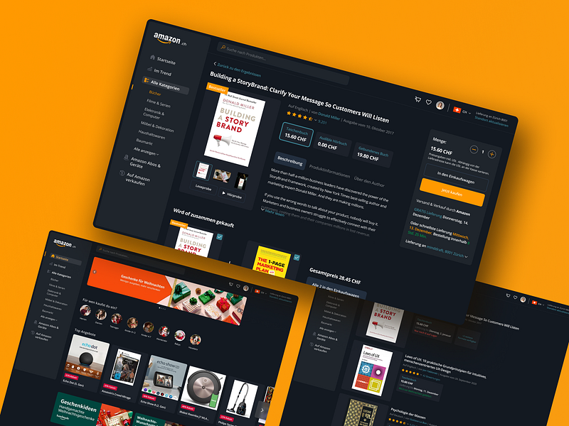 Amazon Redesign Dark Mode amazon branding dark mode design e commerce inspiration online shop ui user experience user interface ux