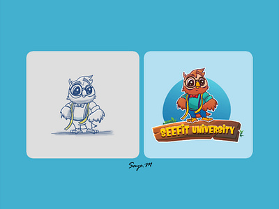 Mascot design for seefit university brand- owl character cartoon character cartoon logo character design graphic design illustration logo logo design mascot sketch