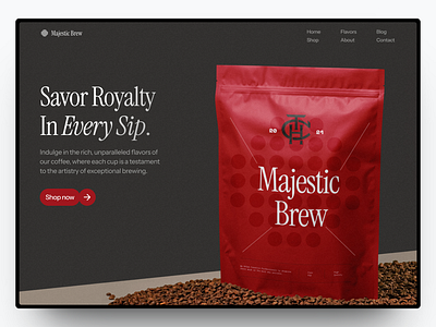 Majestic Brew - Coffee Store Website branding coffee design graphic design illustration landing page logo online shop store ui web design website