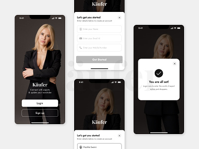 Mobile App - Sign up UI design fashion fashion ui form ui pop up registeration ui shopper sign up sign up form styling styling app ui ui design