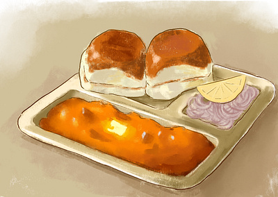Pav Bhaji - Food Illustration illustration