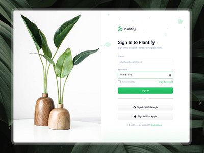 Plantify - Sign In Page Design log in login sign sign in sign in module sign in page ui ui design web design website ui
