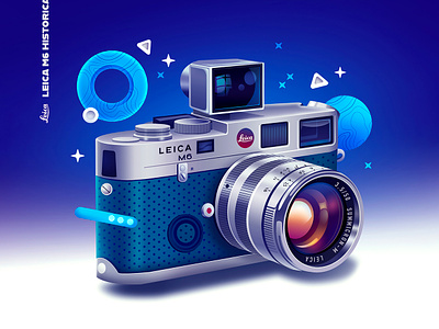 Leica M6 camera design editorial gear illustration lens light neon print retro vintage