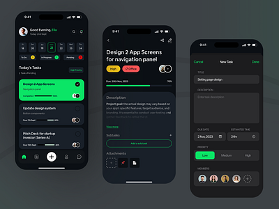 Task management app app design dark app dark ui design ios app minimal mobile mobile app mobile app design mobile apps mobile ui modern product design saas design saas product saas ui ui ui design ux ux ui design