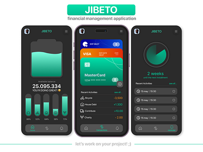 Jibeto-financial management application animation branding graphic design ui