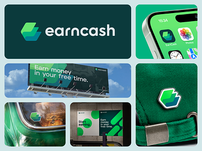 EarnCash Branding app brand identity branding cash coins crypto earn finance gift icon identity layers logo logodesign mark marketing money platform symbol tech