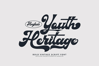 Youth Heritage - Free Font bold bold script branding font free font free script font freebie freebies graphic design groovy font handdraw handlettering lettering logo logo type logotype retro font script font typeface typography