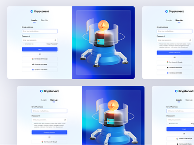 Login & Signup Page Website - Cryptonext bitcoin blockhain clean crypto ethereum exchange login login website minimal nft product design register register website sign in sign in website sign up sign up website wallet web design website
