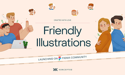 Character Illustrations Pack from Koncepted 2d art 2d illustrations asset pack character character illustration character pack characters figma friendly illustration men people ui women